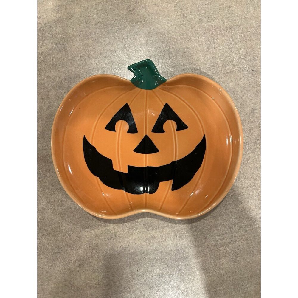 Dakin Vintage Ceramic Halloween Pumpkin Trinket/Candy/Side Dish 1994